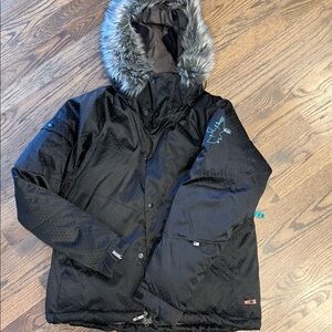 Women's Black Dream Bonfire Snowboarding, Ski & Snow Jacket w/ Faux Fur Hood M
